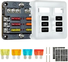 12 Volt Fuse Block, 6 Way Marine Fuse Block with Led Indicator Damp-Proof Cover