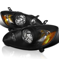 Fits 2003-2008 Toyota Corolla Replacement Black Headlights Lamp Leftright 03-08 Fits 2003-2008 Toyota Corolla Replacement Black Headlights Lamp Leftright 03-08