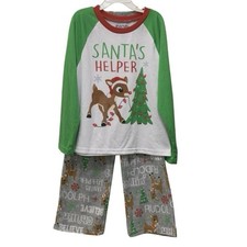 Rudolph the Red Nosed Reindeer Pajama Set Kids Size 8 Santa  s Helper Christmas