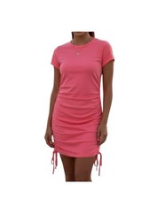 Calvin Klein Jeans Women’s Pink Ruched Drawstring T-Shirt Dress Size S