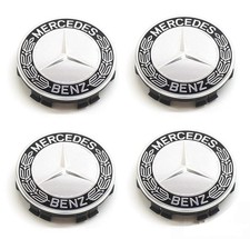 Juego de 4 tapacubos originales Mercedes-Benz estrella con laurel Weath NEGRO A1714000125