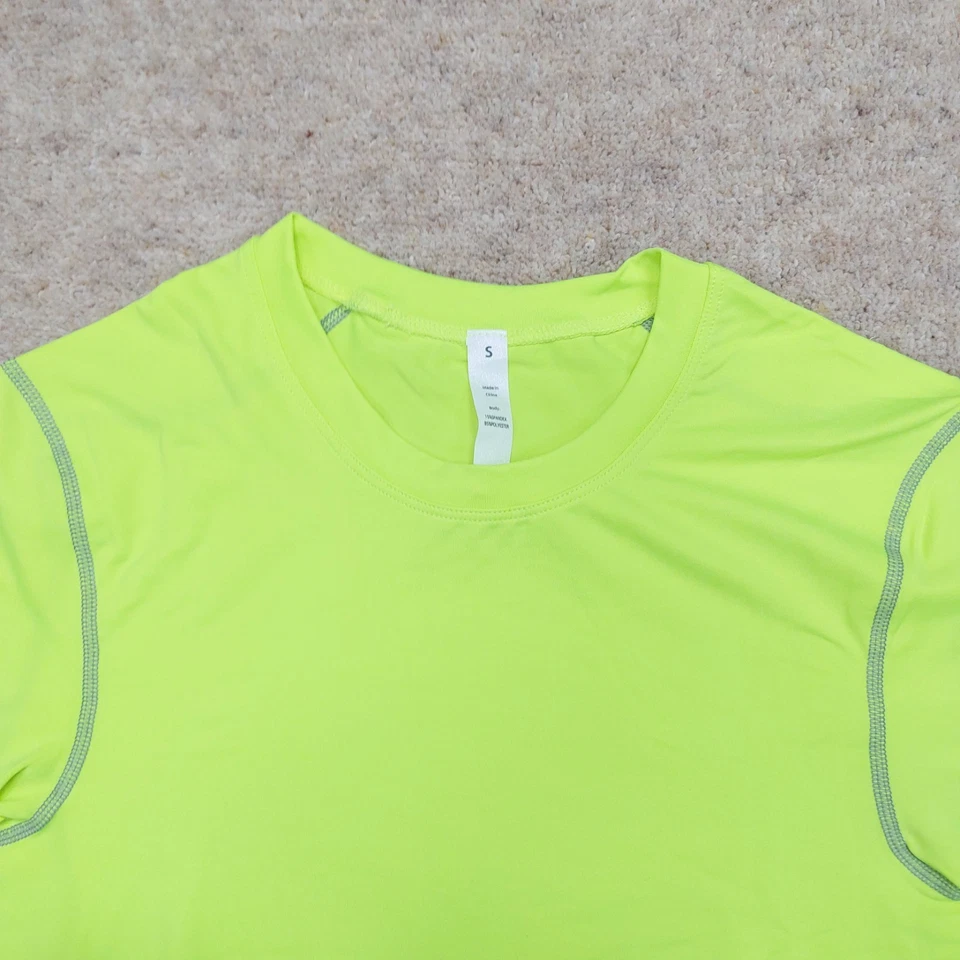 Mens Compression Base Layer Top Small Yellow Breathable Wicking Flatlock Seams - Image 3 of 4