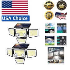 4-Head Solar Outdoor Lights, 270° Wide Angle, 3000LM Motion Detection - 2 Pack