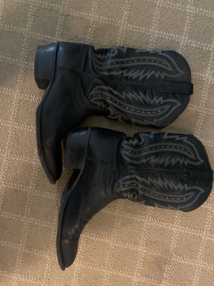 Botas vaqueras occidentales de cuero negro Lucchese 2000 de colección para hombre talla 10D T3010J4 Foto 3 de 4