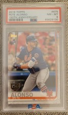 2019 Topps Series 1 Pete Alonso #475 150th Anniversary Stamp Rookie PSA 8