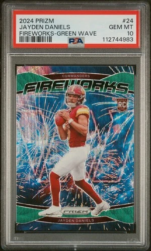 2024 Panini Prizm - Fireworks Jayden Daniels #24 Green Wave Prizm (RC)