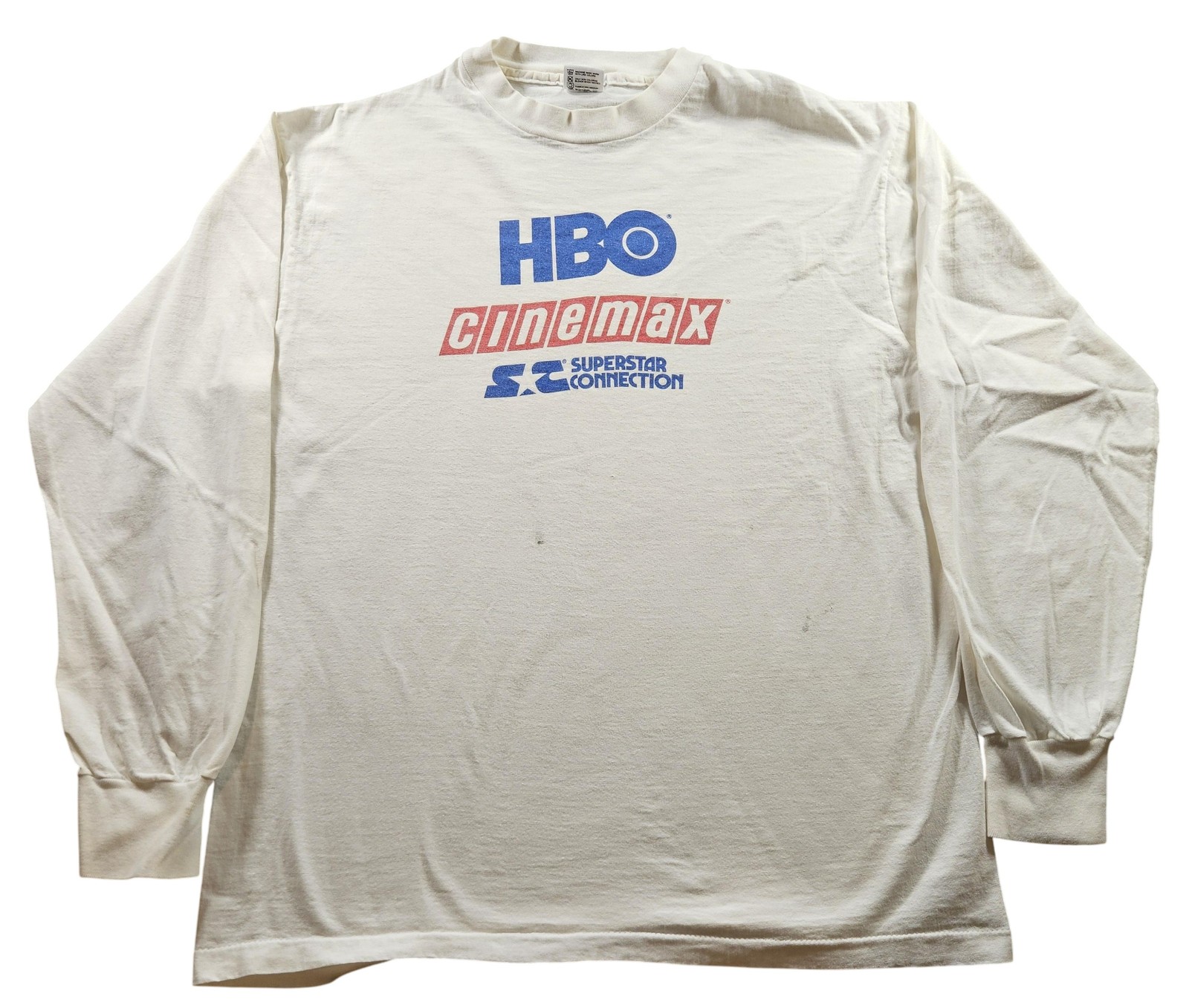 Vintage HBO Cinemax Superstar Connection Shirt Mens XL Made USA Long Sleeve 90s