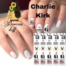Charlie Kirk Waterslide Nail Decals Set Of 50 Instructions Bonus SP
