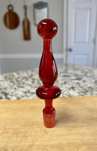 BLENKO Art Glass Tangerine Amberina STOPPER ONLY for 6516 Decanter Bottle MYERS