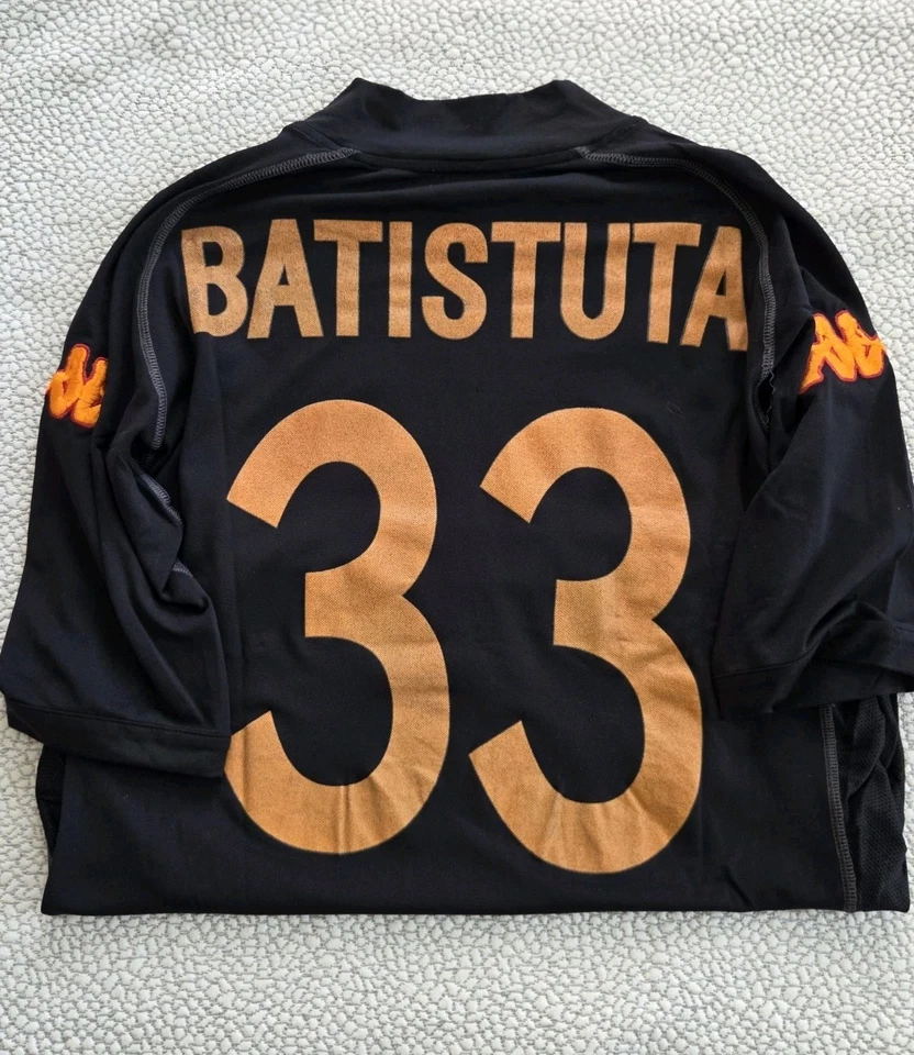 Maglia storica As Roma, Batistuta 33, 2002-2003, Nero, Originale, Taglia L - Immagine 2 di 4