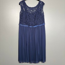 David's Bridal Blue Lace Top Formal Midi Length Dress - Women's Plus Size 18