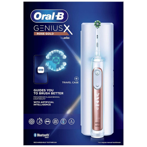 Oral B Genius X Rose Gold Electric Toothbrush With Travel Case NEW