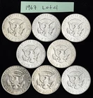 40% Silver Kennedy Half Dollars, 1967, 8 Coins, Circulated  (Ref. K67 4)