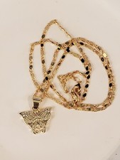Dainty Butterfly Rhinestone Pendant 17" Chain Tarnish Resistant  S4 