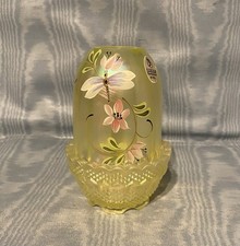 Vintage Rare Fenton Hand Painted Yellow Fairy Light. USA