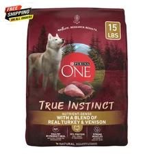 True Instinct Dry Dog Food for Adult Dogs, High Protein Real Turkey & Venison, 1