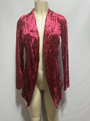 NWT Naked Wardrobe Womens Cardigan Velvet Dark Red Gothic Blazer Jacket  Small