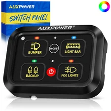 AUXPOWER RGB 4 Gang Switch Panel Toggle Touch LED Circuit Control Relay Syestem