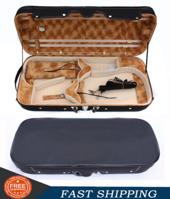 Double Violin Case 4/4 Full size Viola Case Hold 2 Violin 4 Bows with Sheet Bag