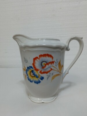 SMALL GERMAN PORCELAIN KAHLA FLORAL PITCHER WITH GOLD TRIM