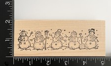 Northwoods Snowman Winter Snow Border Wood Mounted Rubber Stamp