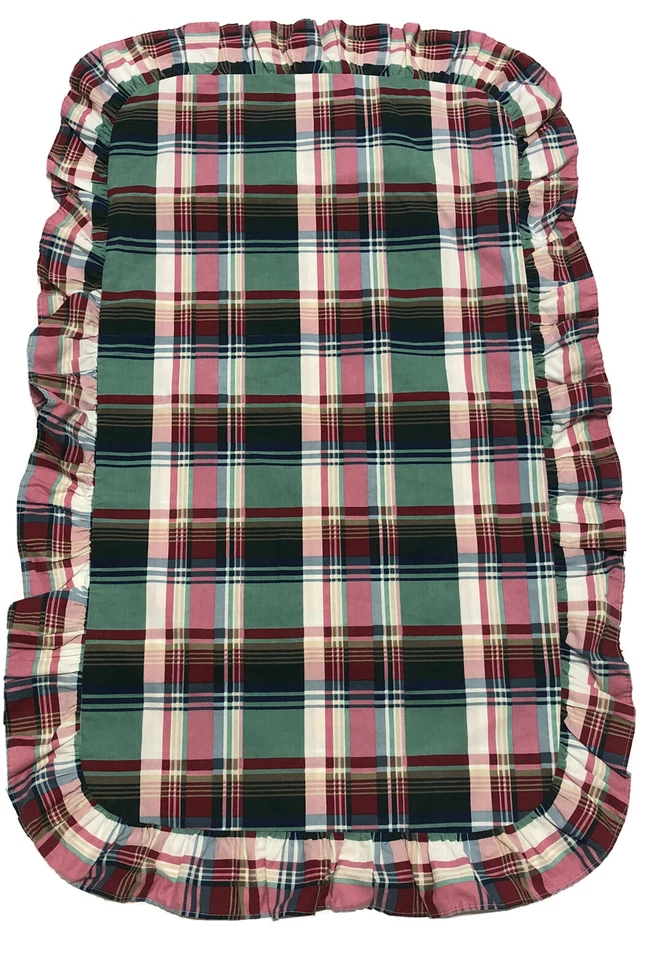 Par de fundas de almohada vintage de cañón a cuadros con volantes King Foto 2 de 4