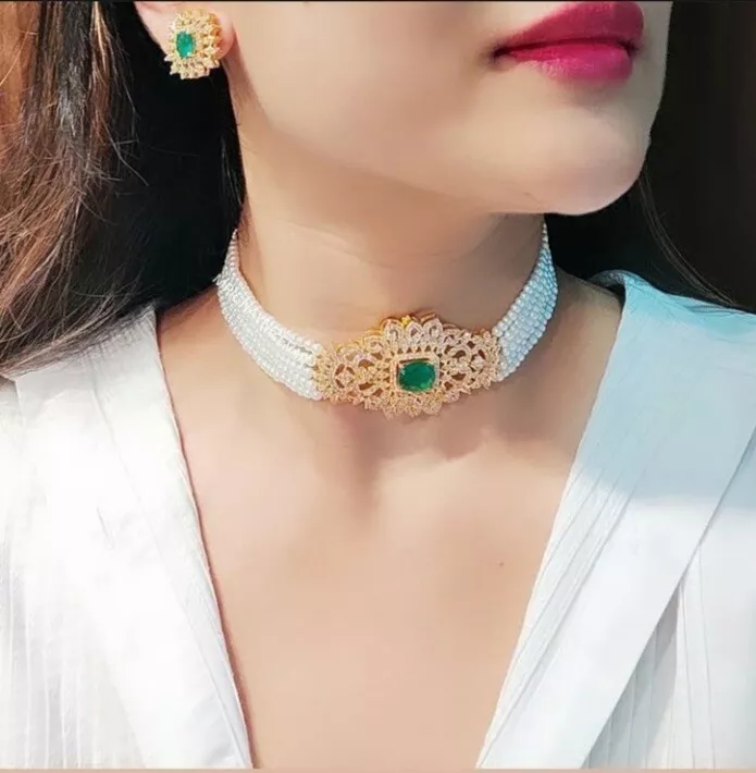 Bollywood Wedding Indian Pakistani Green Gold Plated Choker Necklace  Jewelry Set | eBay