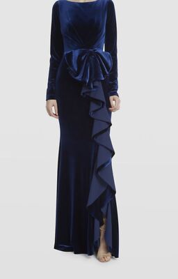 badgley mischka blue bow dress Mikado Bow Gown