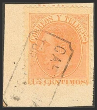 Castilla-La Mancha. Philately. Fragment 210. 1882. 15 Cts Orange, Cover Frag
