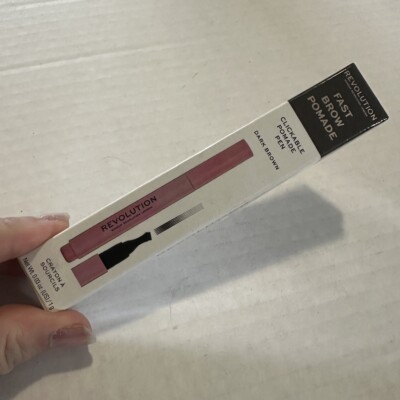 Makeup Revolution Fast Brow Pomade DARK BROWN Clickable Pen 0.03 Oz Brow Color