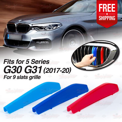 M-Sport 9 Slats Kidney Grille Color Cover Clips for BMW 5 Series G30 G31 2017-20
