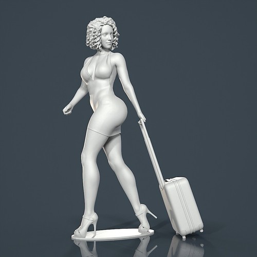 Estatuilla de resina sin pintar mujer niña y maleta separadas 1/18 1/24 1/43 1/32 - Imagen 16 de 16