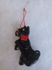 VINTAGE DOG ANIMAL CERAMIC PORCELAIN Terrier FIGURE Hole Pendant Keychain 00u