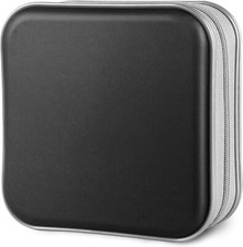 CD Case, 40 Capacity CD/DVD Case Holders Wallet Hard 6.1"D x 6.1"W x 2.8"H