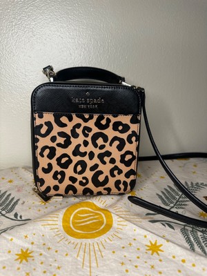 kate spade new york Daisy Graphic Leopard Vanity Crossbody Black/Beige Leather