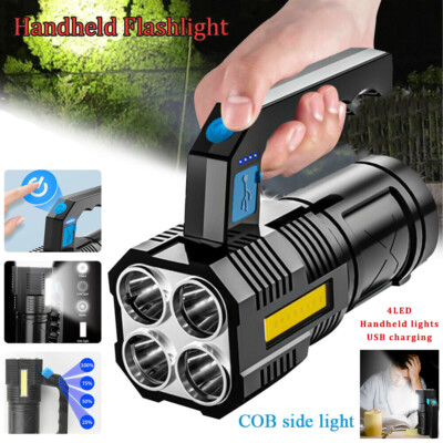 Powerful LED Searchlight Rechargeable Torch Handheld Small Flashlight 4 Modes