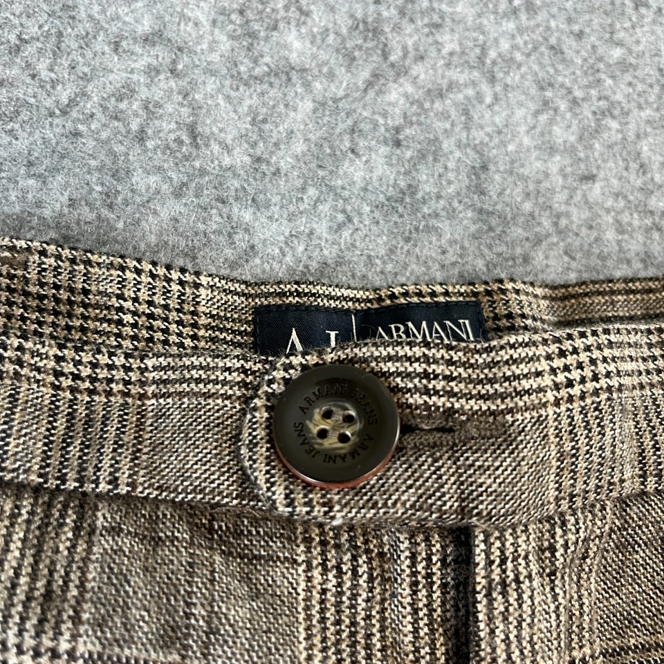 Armani Hombres Pantalones 32 30 Tartán Cuadros Plisados Vestido Pantalones Lana Inteligente Boda Foto 4 de 4