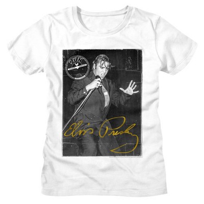 Elvis Gold Signature Ladies T-Shirt - White
