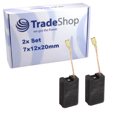 2x Motorkohlen Kohlebürsten 7x12x20mm für Parkside PWS 230 C3 Winkelschleifer