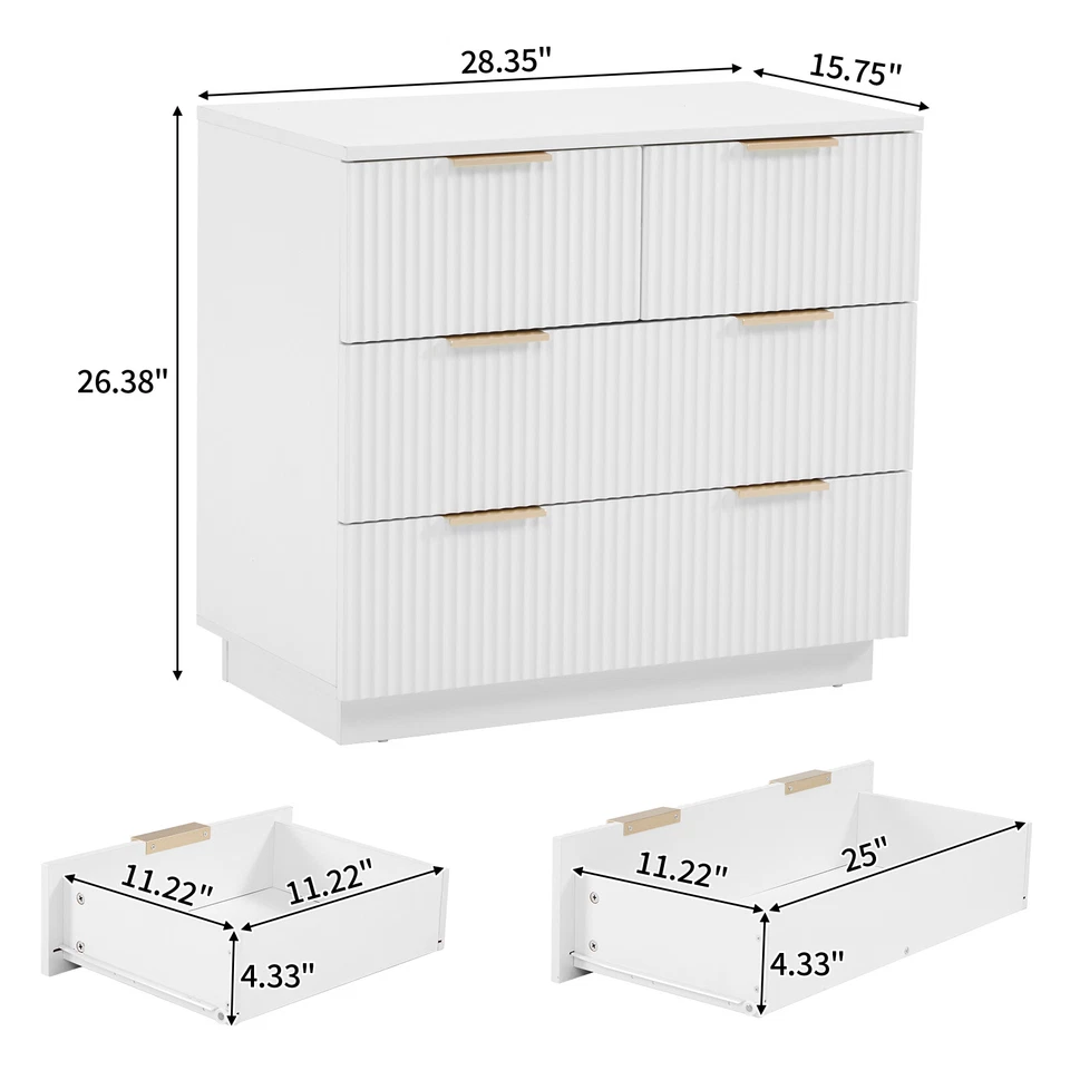 White P2 Particle Board and Density Board Wavy Pattern Drawer Bedside Cabinet - Image 2 of 4