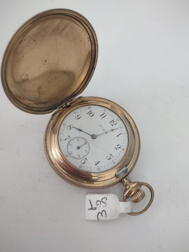 Elgin antique pocket watch Hunter case gold filled case 7 jewels small size