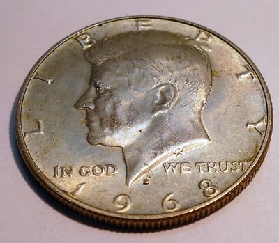 1968 - D Kennedy half dollar coin US 40 % SILVER 60 % Copper | eBay