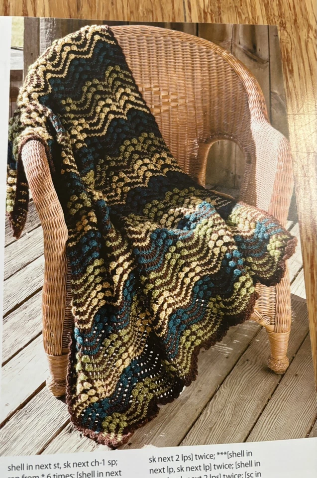 NEW Easy-to-Crochet Ripple Throws Pattern Booklet Afghan Blanket Cabin Hygge - Image 3 of 4