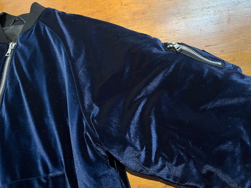 ASOS Design Men's Blue Velvet Bomber Jacket Size M - Picture 16 of 17