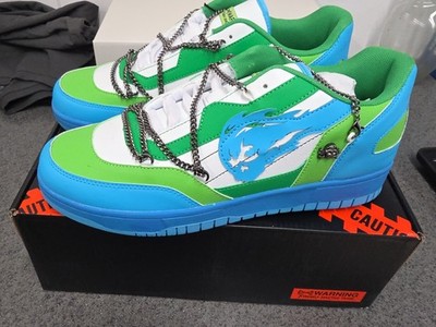 X Brand Martians 51 Mens 12 Shoes Sneakers Low Top Green Blue White skull