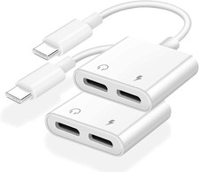 Dual USB C Headphone and Charger Adapter for iPhone 16,Dual TypeC White