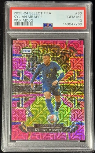Kylian Mbappe /199 PSA 10 Low Pop 2023 Select Pink Mojo Prizm FIFA #80 Terrace