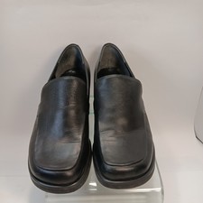 Franco Sarto L-Bocca Women's Size 9 M Black Leather Block Heel Slip-On Loafers