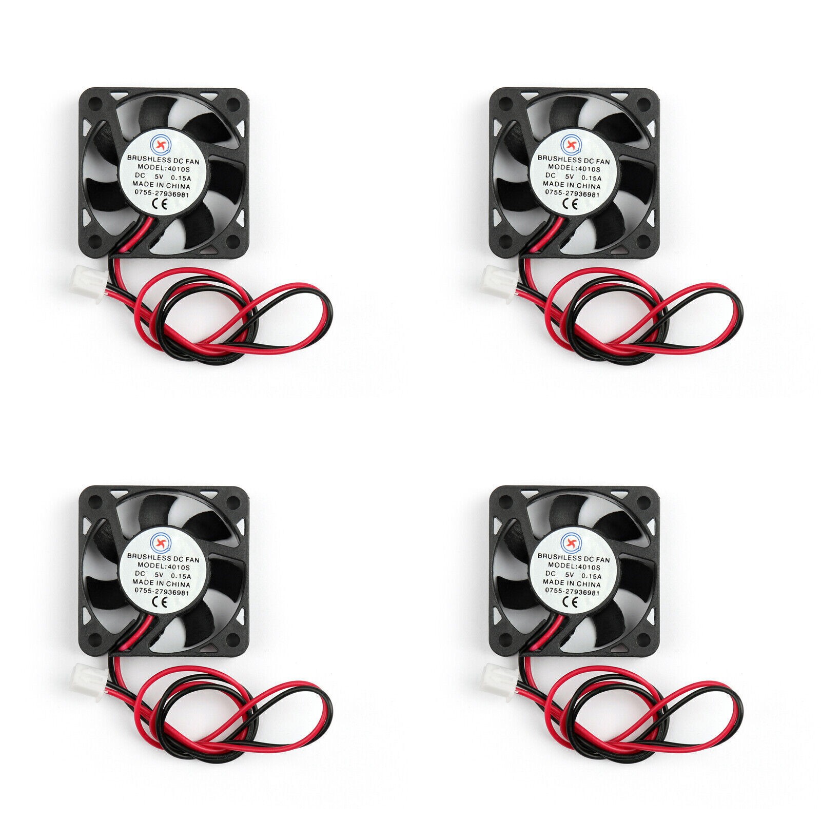 4*DC Brushless Cooling Fan 5V 0.15A 4010s 40x40x10mm 2 Pin CUP Computer Fan UE