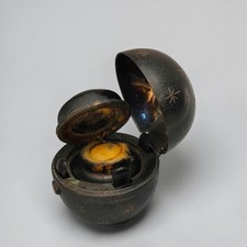 Vintage Sailor’s Travel Inkwell Spherical Metal Maritime Anchor Mark
